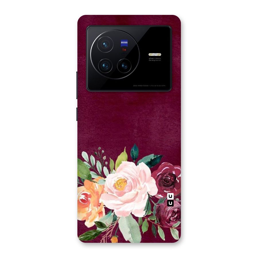 Plum Floral Design Back Case for Vivo X80