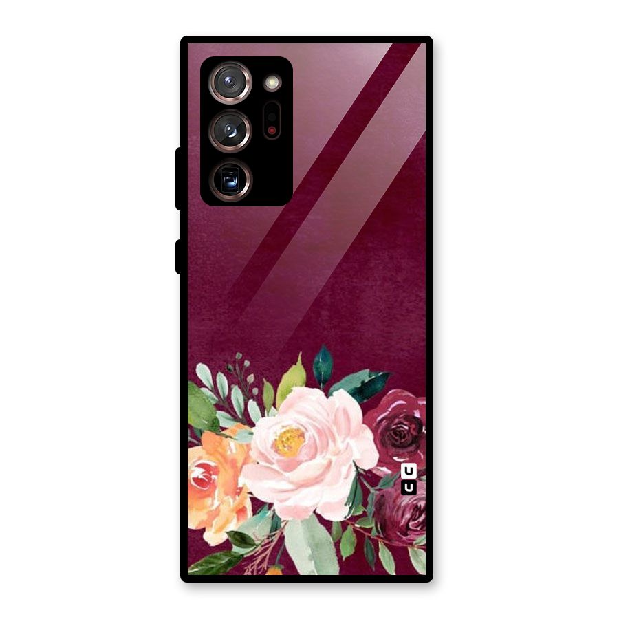 Plum Floral Design Glass Back Case for Galaxy Note 20 Ultra 5G