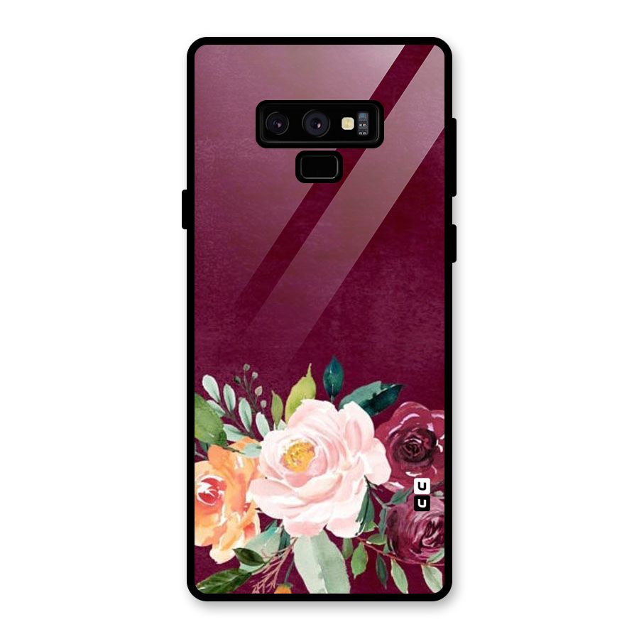 Plum Floral Design Glass Back Case for Galaxy Note 9