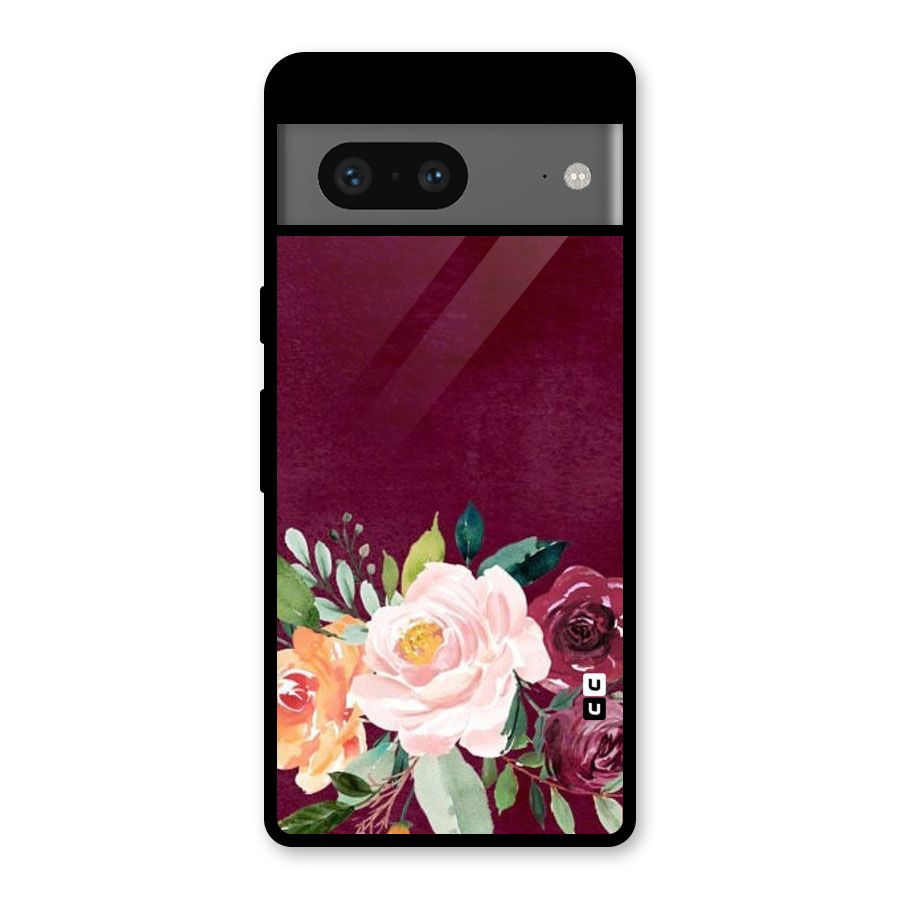 Plum Floral Design Glass Back Case for Google Pixel 7