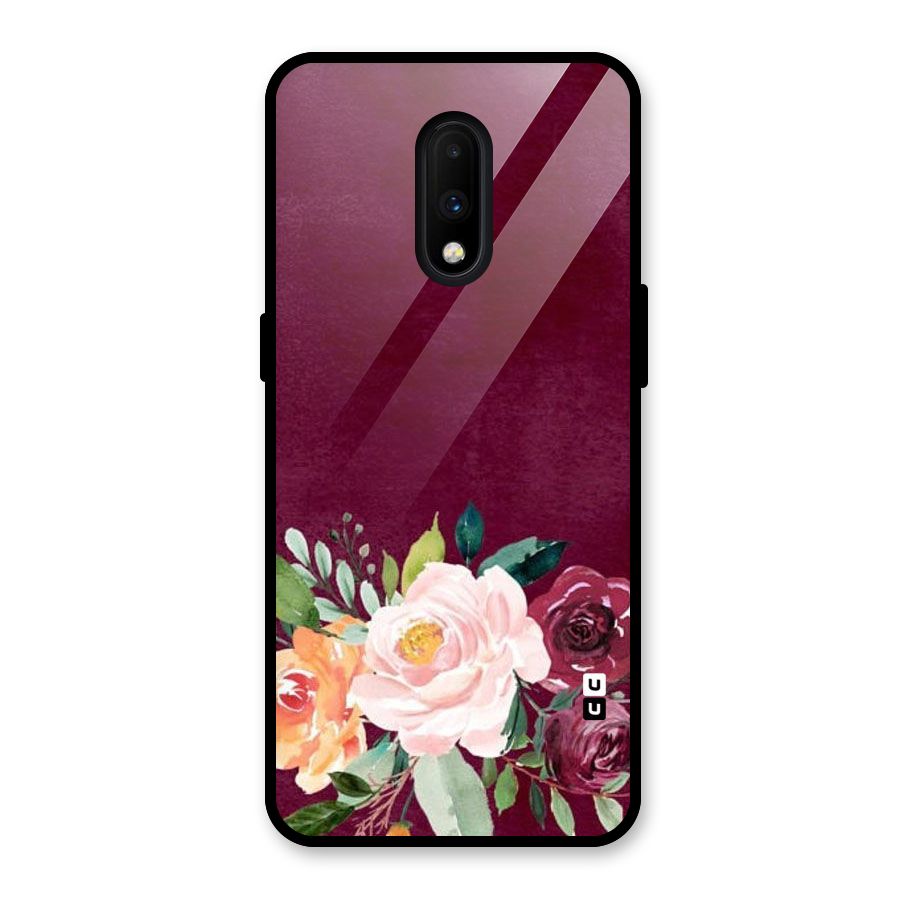 Plum Floral Design Glass Back Case for OnePlus 7