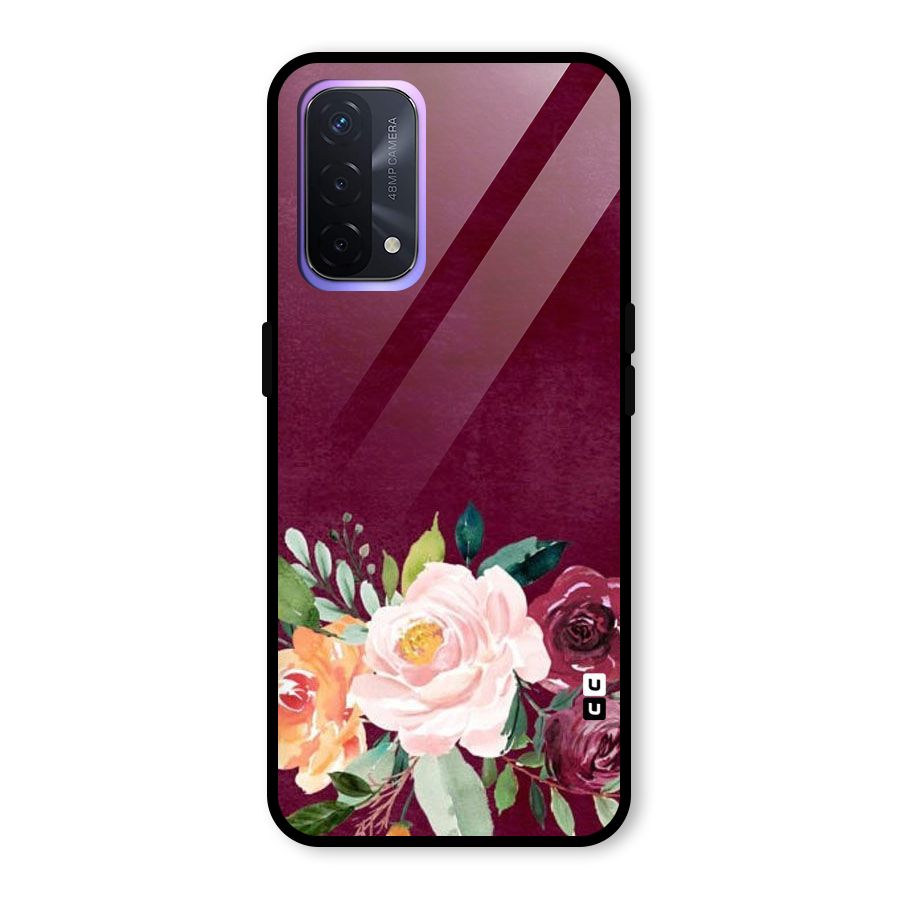 Plum Floral Design Glass Back Case for Oppo A74 5G