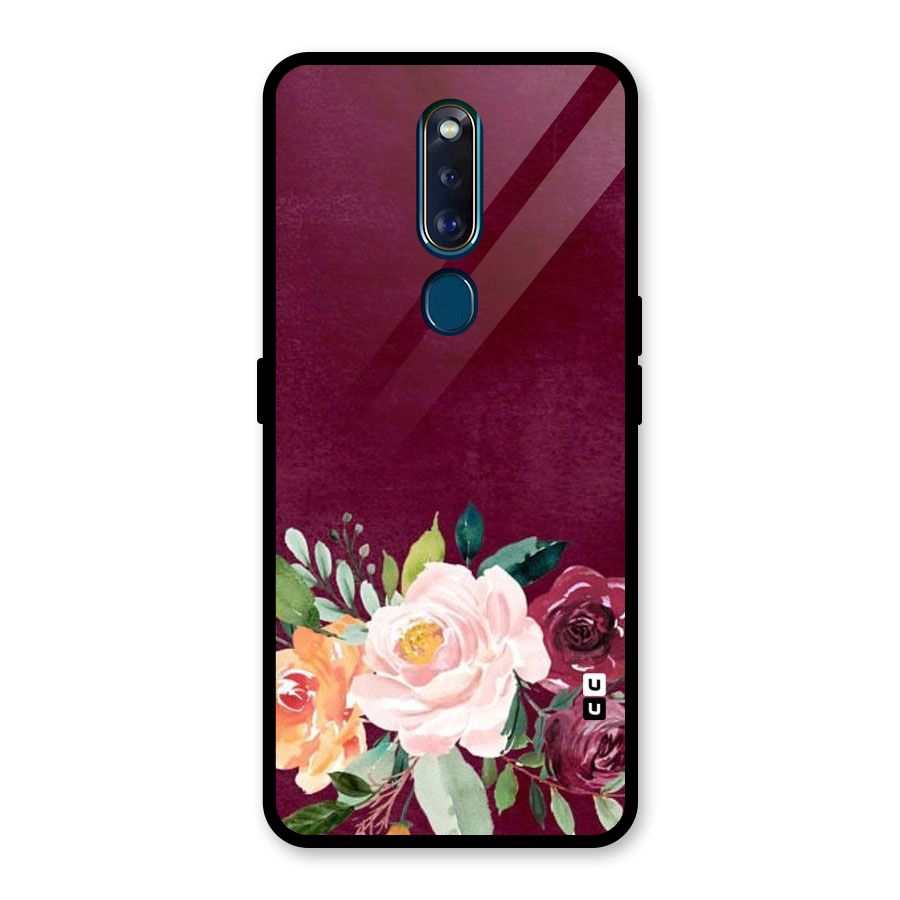 Plum Floral Design Glass Back Case for Oppo F11 Pro
