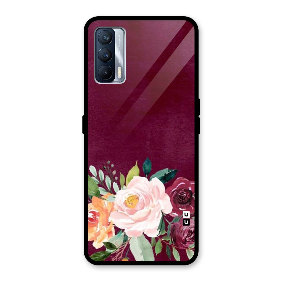 Plum Floral Design Glass Back Case for Realme X7