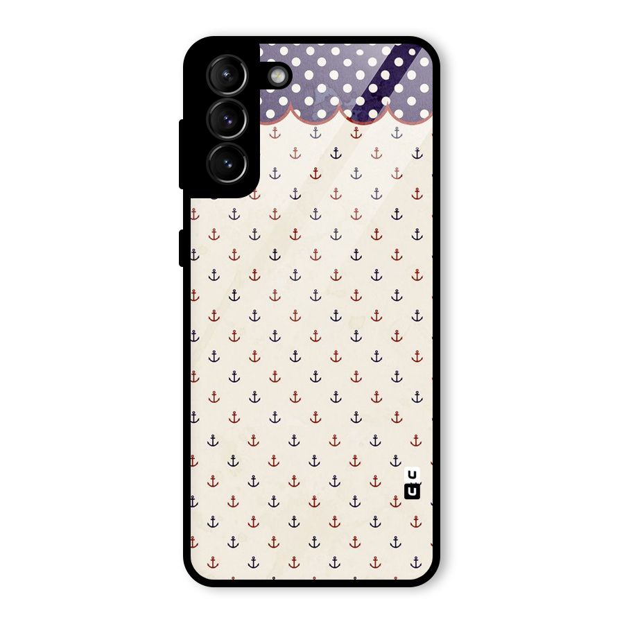 Polka Anchor Glass Back Case for Galaxy S21 Plus