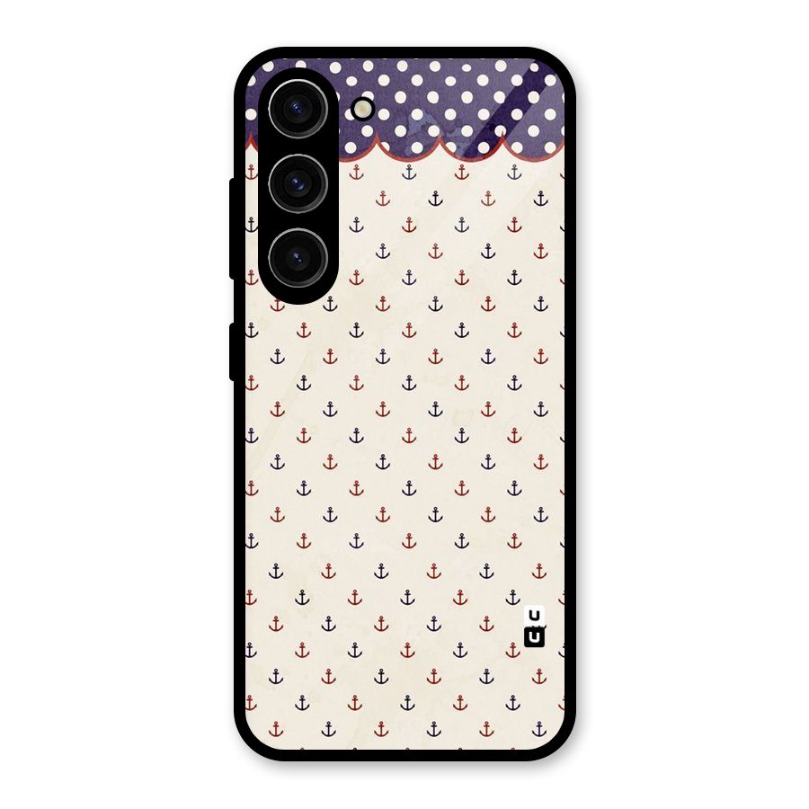 Polka Anchor Glass Back Case for Galaxy S23