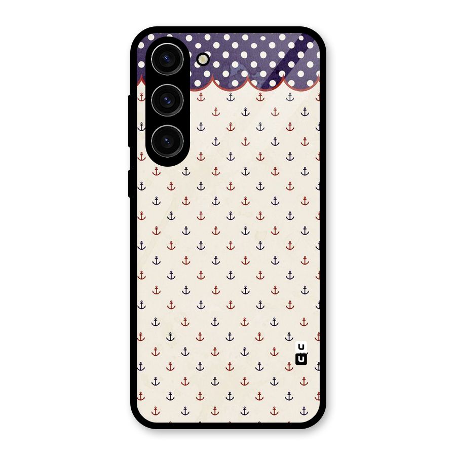 Polka Anchor Glass Back Case for Galaxy S23 Plus