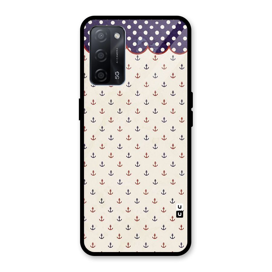 Polka Anchor Glass Back Case for Oppo A53s 5G