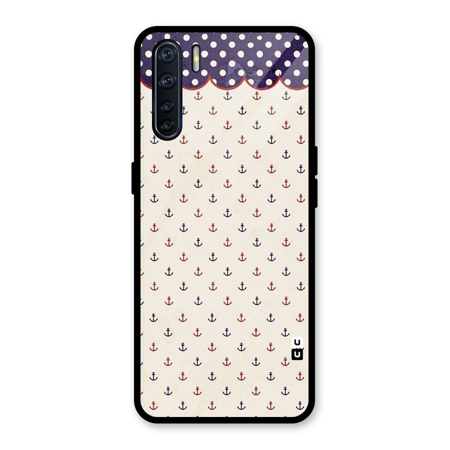 Polka Anchor Glass Back Case for Oppo F15