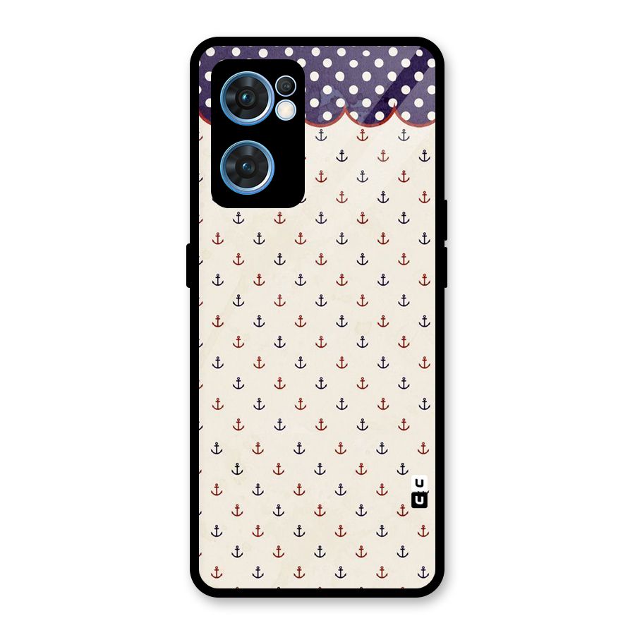 Polka Anchor Glass Back Case for Oppo Reno7 5G