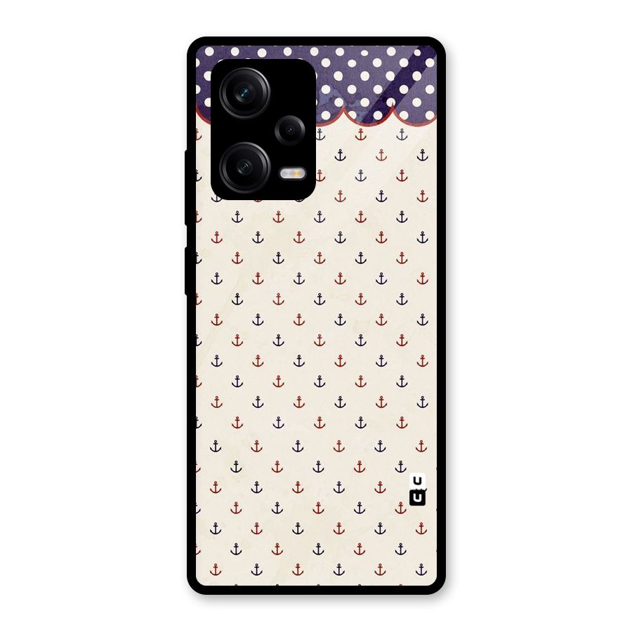 Polka Anchor Glass Back Case for Redmi Note 12 Pro