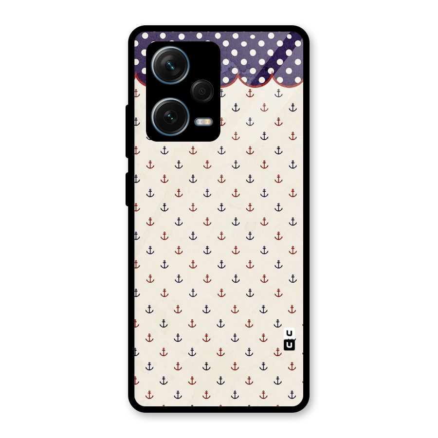 Polka Anchor Glass Back Case for Redmi Note 12 Pro Plus 5G