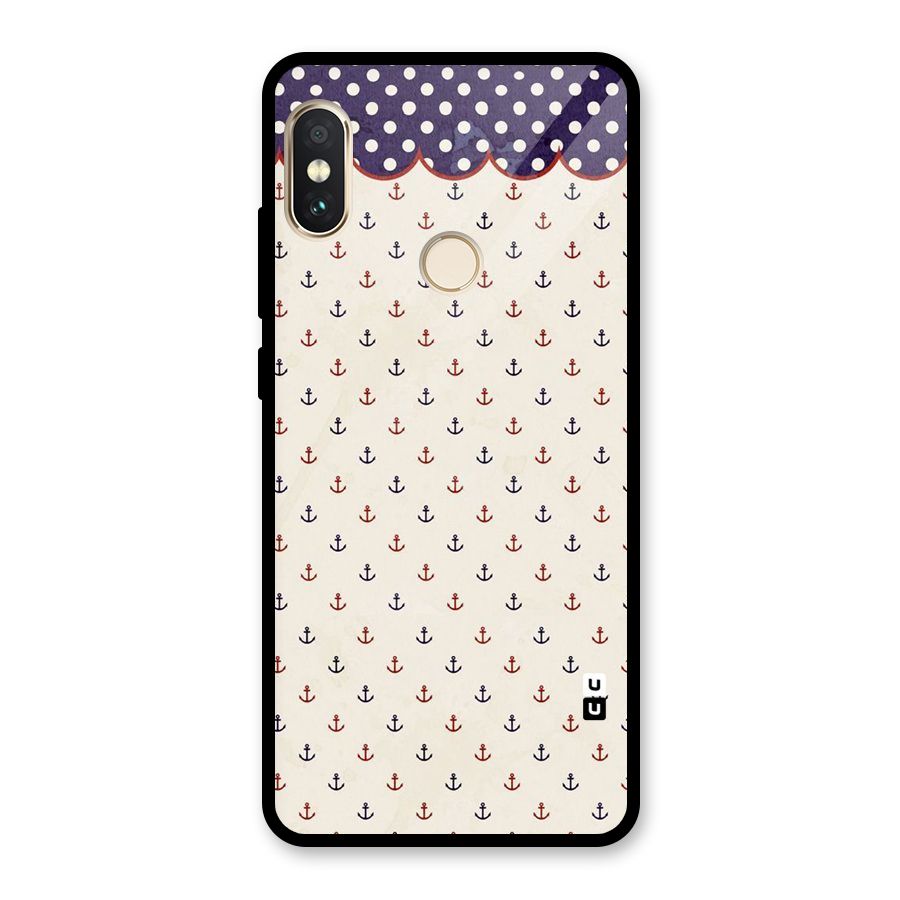 Polka Anchor Glass Back Case for Redmi Note 5 Pro