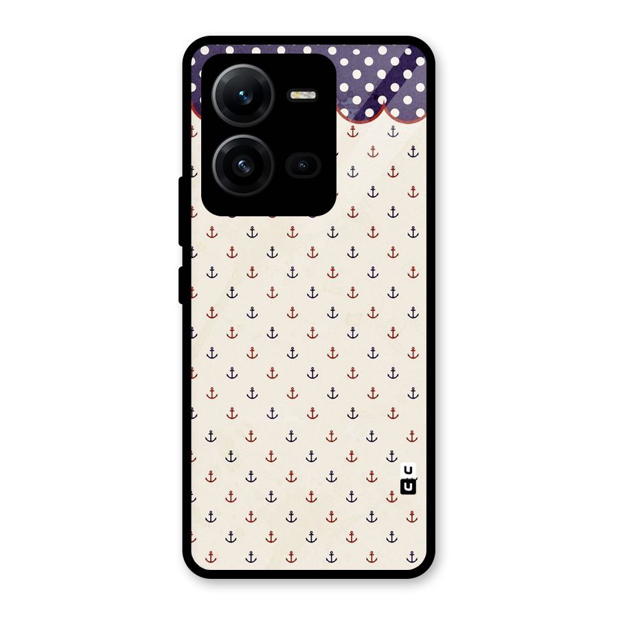 Polka Anchor Glass Back Case for Vivo V25