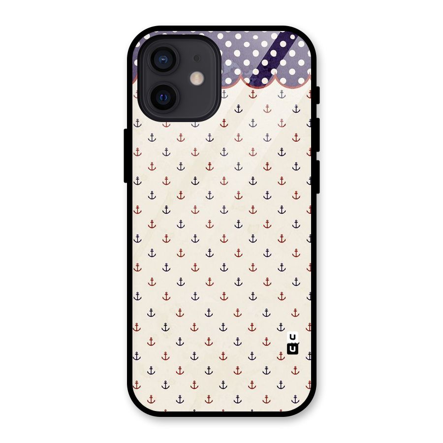 Polka Anchor Glass Back Case for iPhone 12