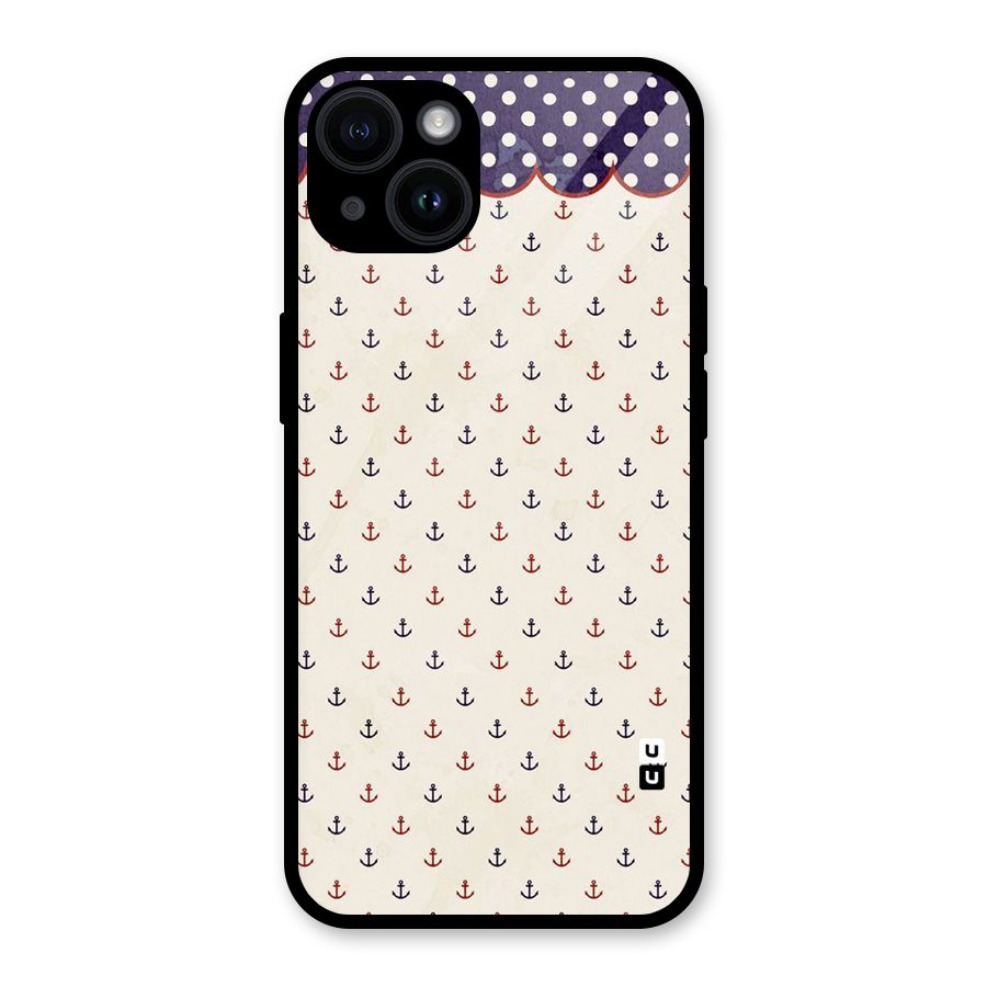 Polka Anchor Glass Back Case for iPhone 14