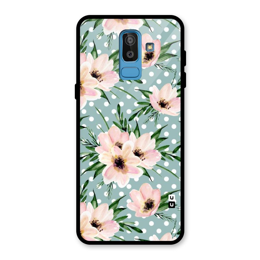 Polka Art Floral Glass Back Case for Galaxy J8