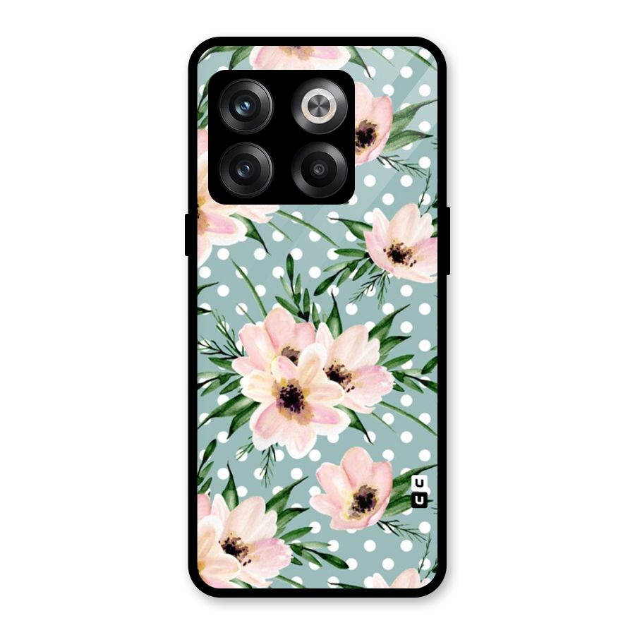 Polka Art Floral Glass Back Case for OnePlus 10T