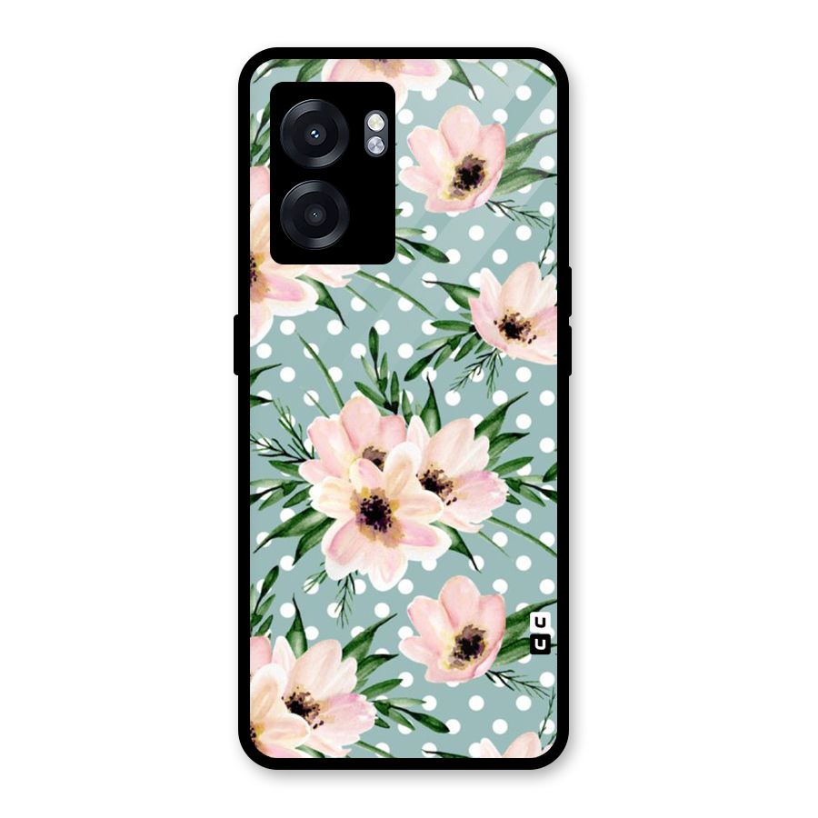Polka Art Floral Glass Back Case for Oppo K10 (5G)