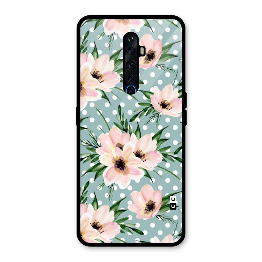 Polka Art Floral Glass Back Case for Oppo Reno2 F