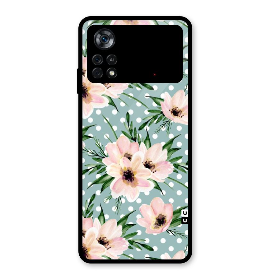 Polka Art Floral Glass Back Case for Poco X4 Pro 5G