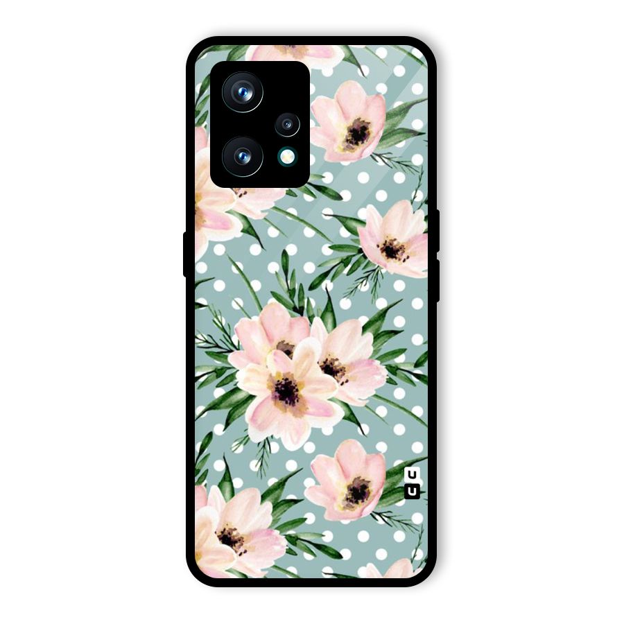 Polka Art Floral Glass Back Case for Realme 9 Pro Plus 5G