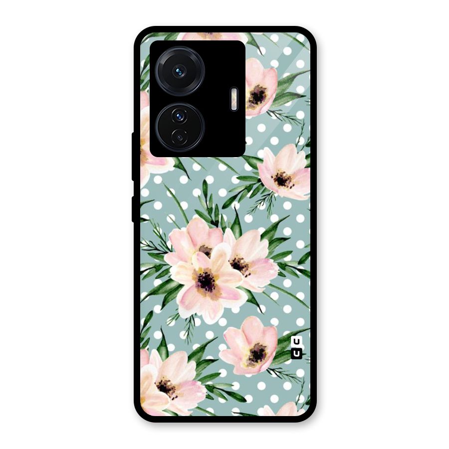 Polka Art Floral Glass Back Case for Vivo T1 Pro