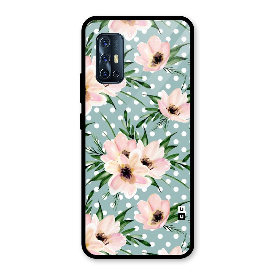 Polka Art Floral Glass Back Case for Vivo V17