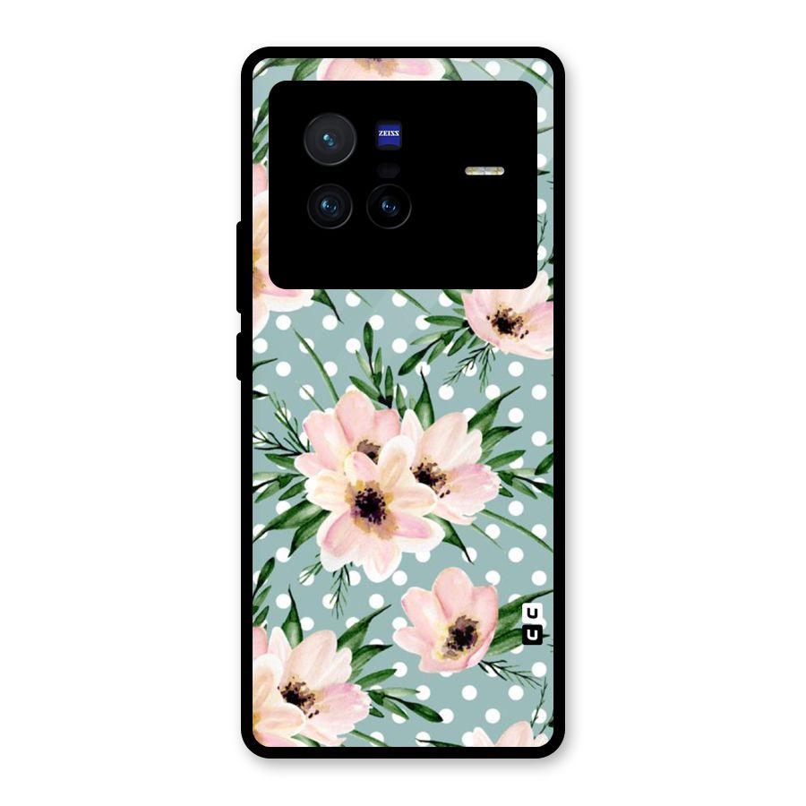 Polka Art Floral Glass Back Case for Vivo X80