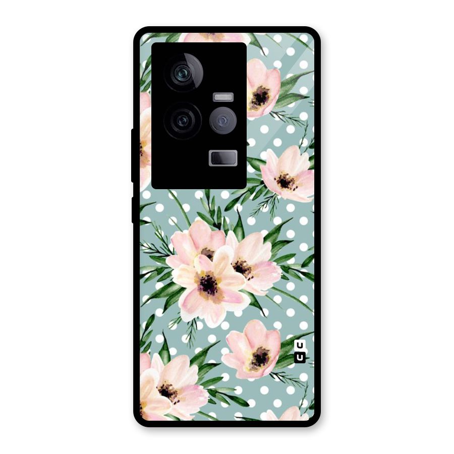 Polka Art Floral Glass Back Case for Vivo iQOO 11 5G