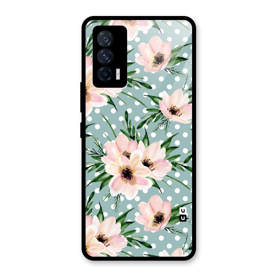 Polka Art Floral Glass Back Case for Vivo iQOO 7 5G