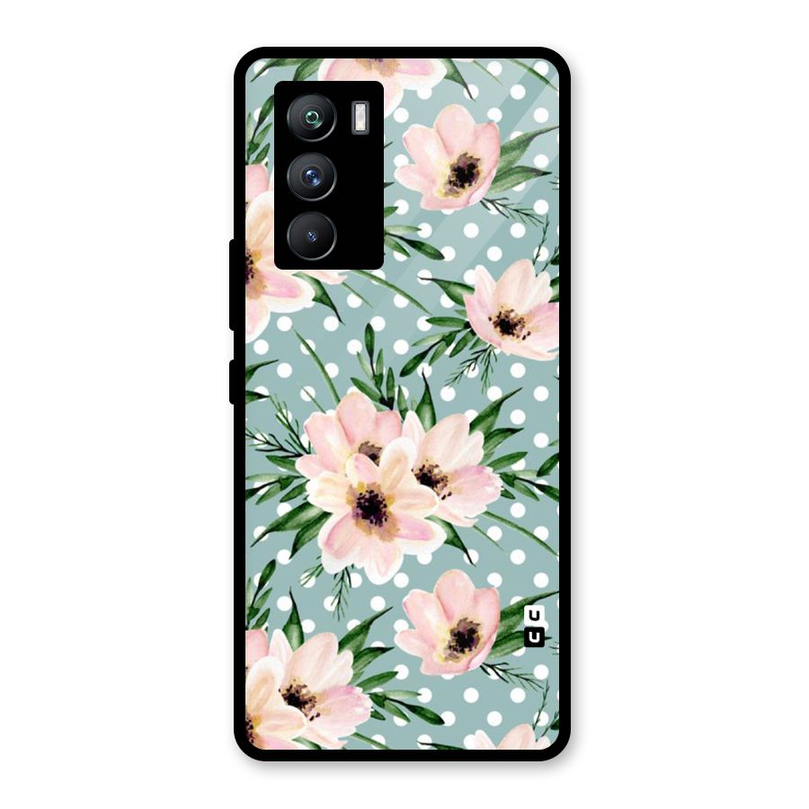 Polka Art Floral Glass Back Case for Vivo iQOO 9 SE