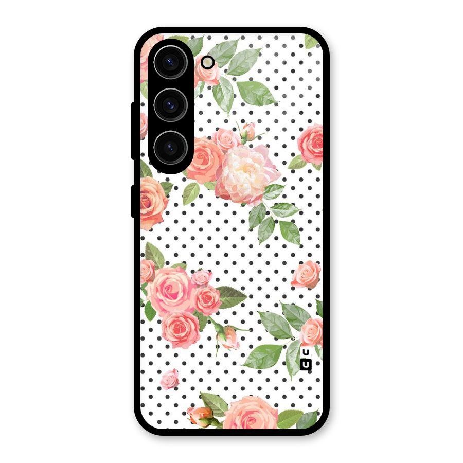 Polka Bloom White Glass Back Case for Galaxy S23