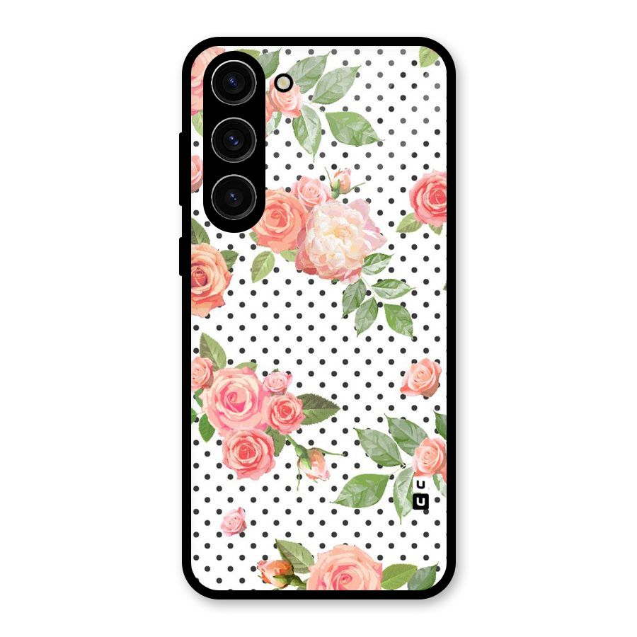 Polka Bloom White Glass Back Case for Galaxy S23 Plus
