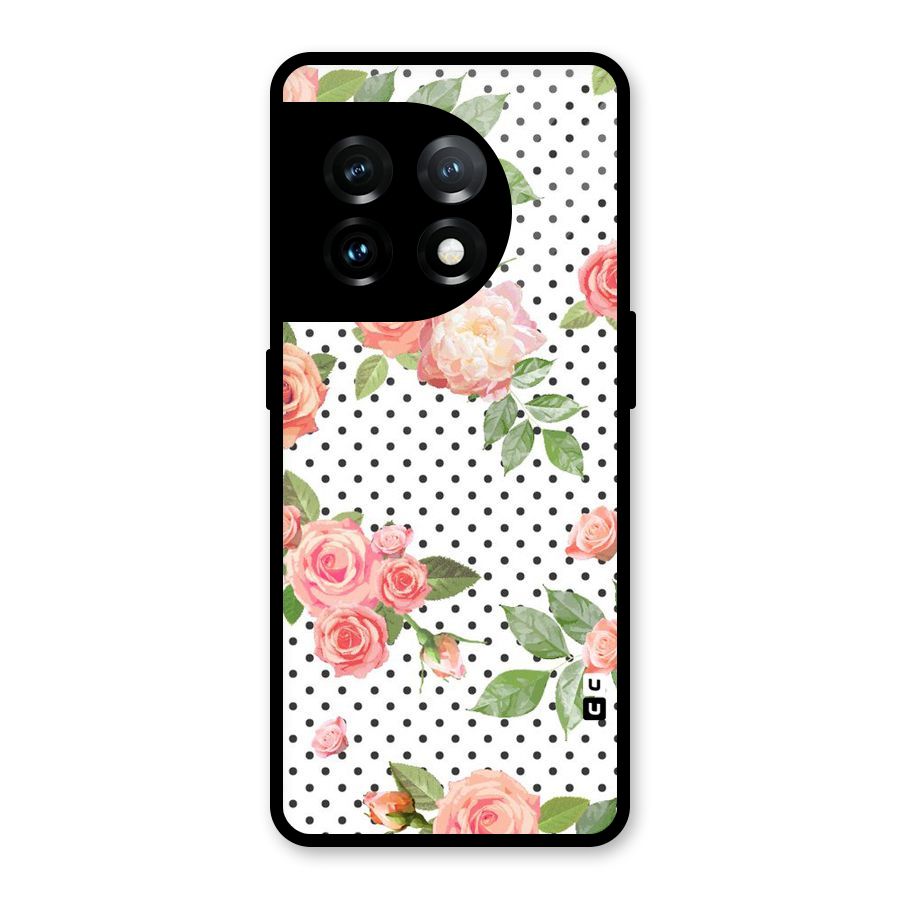 Polka Bloom White Glass Back Case for OnePlus 11