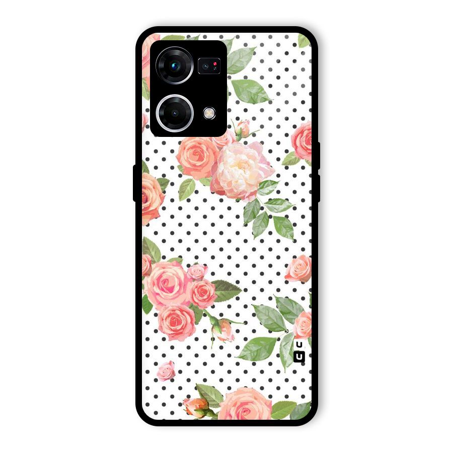 Polka Bloom White Glass Back Case for Oppo F21 Pro 4G