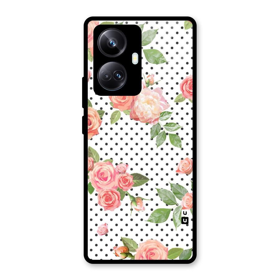 Polka Bloom White Glass Back Case for Realme 10 Pro Plus