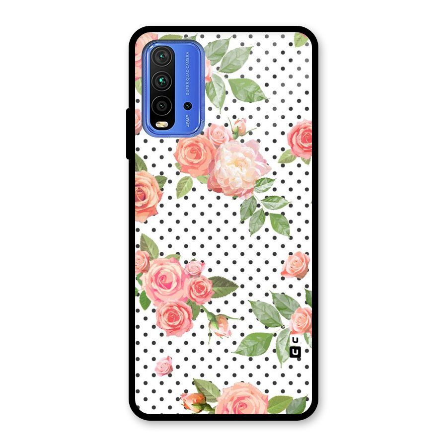Polka Bloom White Glass Back Case for Redmi 9 Power