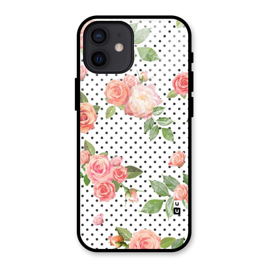 Polka Bloom White Glass Back Case for iPhone 12