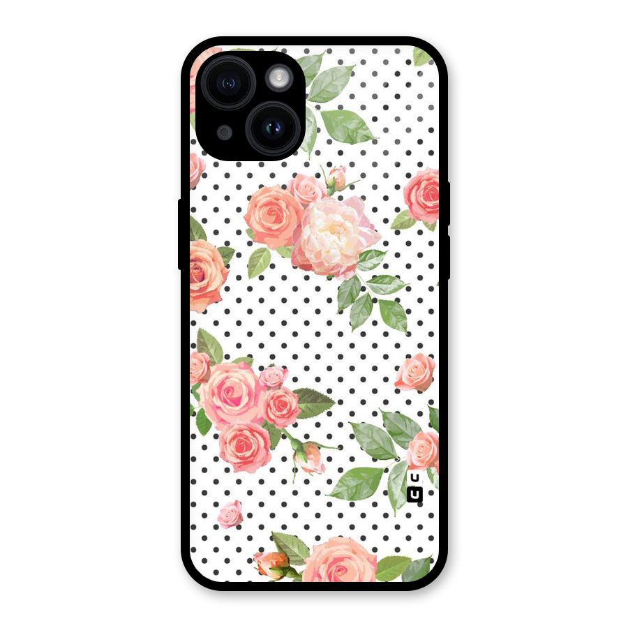 Polka Bloom White Glass Back Case for iPhone 14