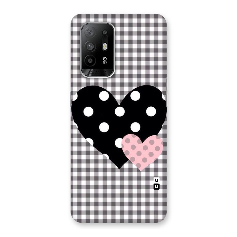 Polka Check Hearts Back Case for Oppo F19 Pro Plus 5G