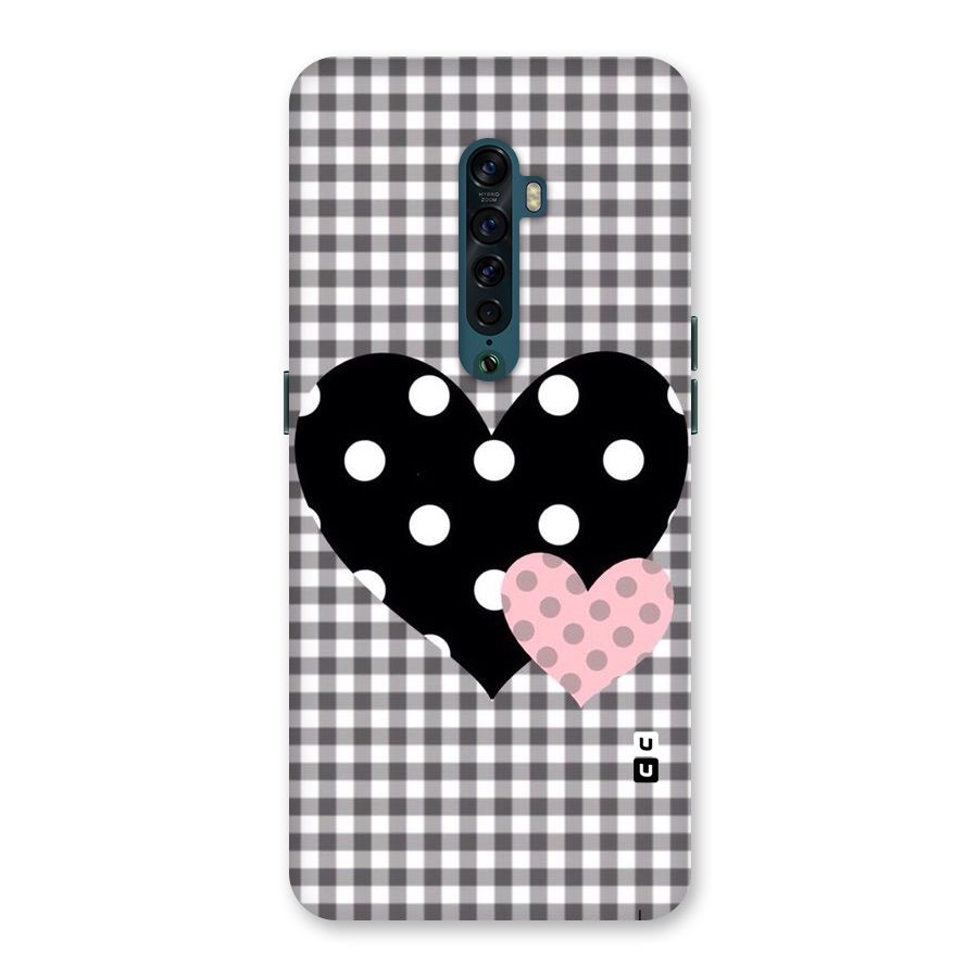 Polka Check Hearts Back Case for Oppo Reno2