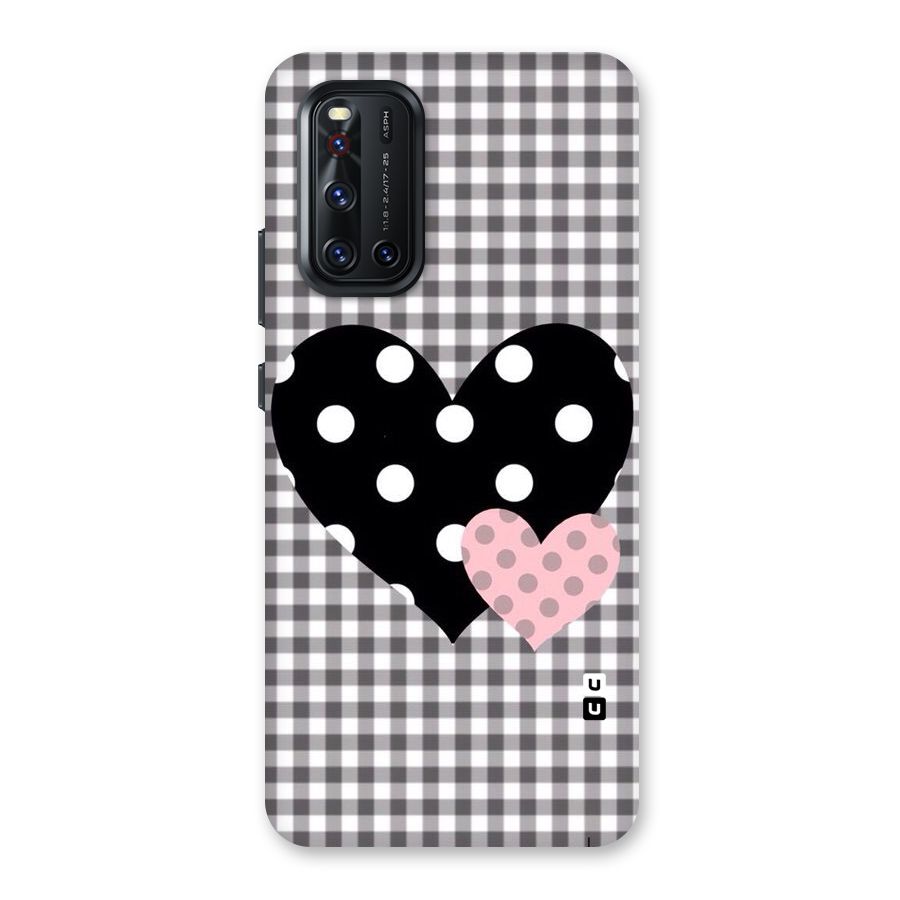 Polka Check Hearts Back Case for Vivo V19