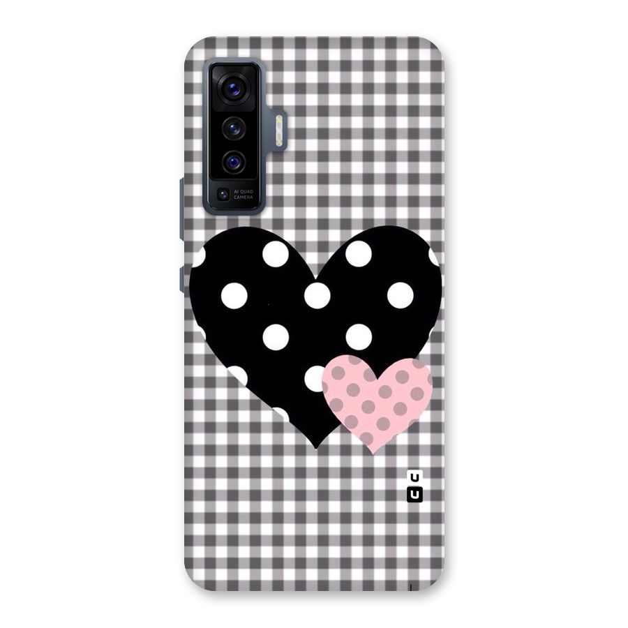 Polka Check Hearts Back Case for Vivo X50
