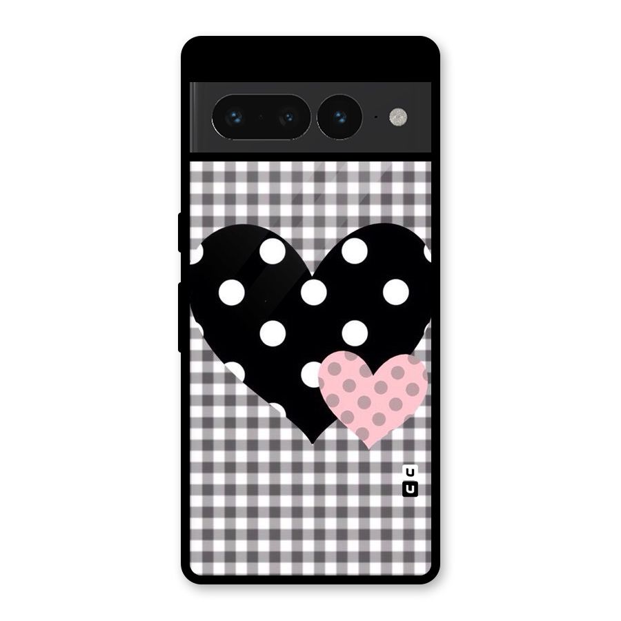 Polka Check Hearts Glass Back Case for Google Pixel 7 Pro