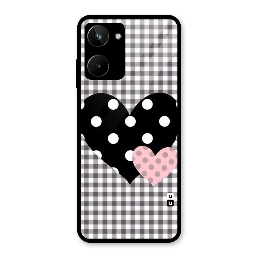 Polka Check Hearts Glass Back Case for Realme 10
