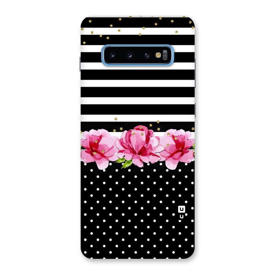 Polka Floral Stripes Back Case for Galaxy S10 Plus