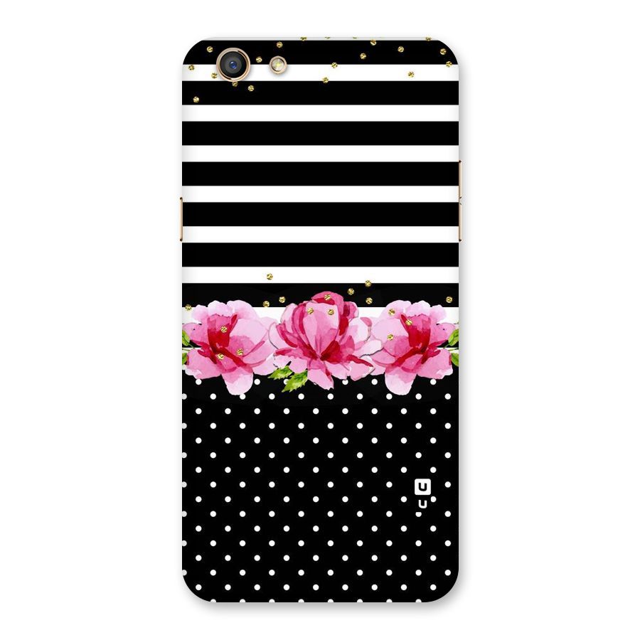 Polka Floral Stripes Back Case for Oppo F3