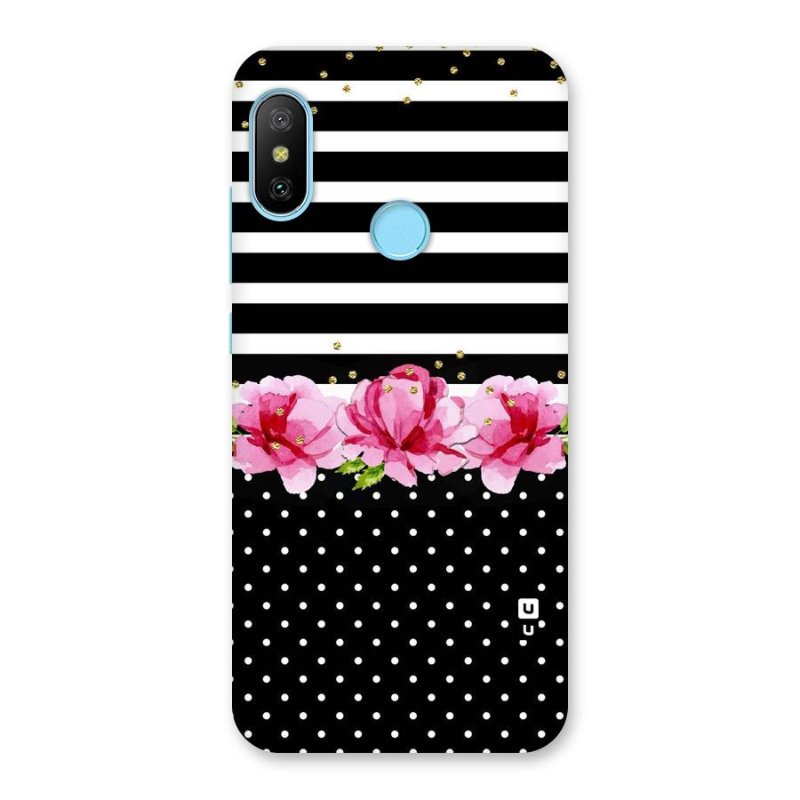Polka Floral Stripes Back Case for Redmi 6 Pro