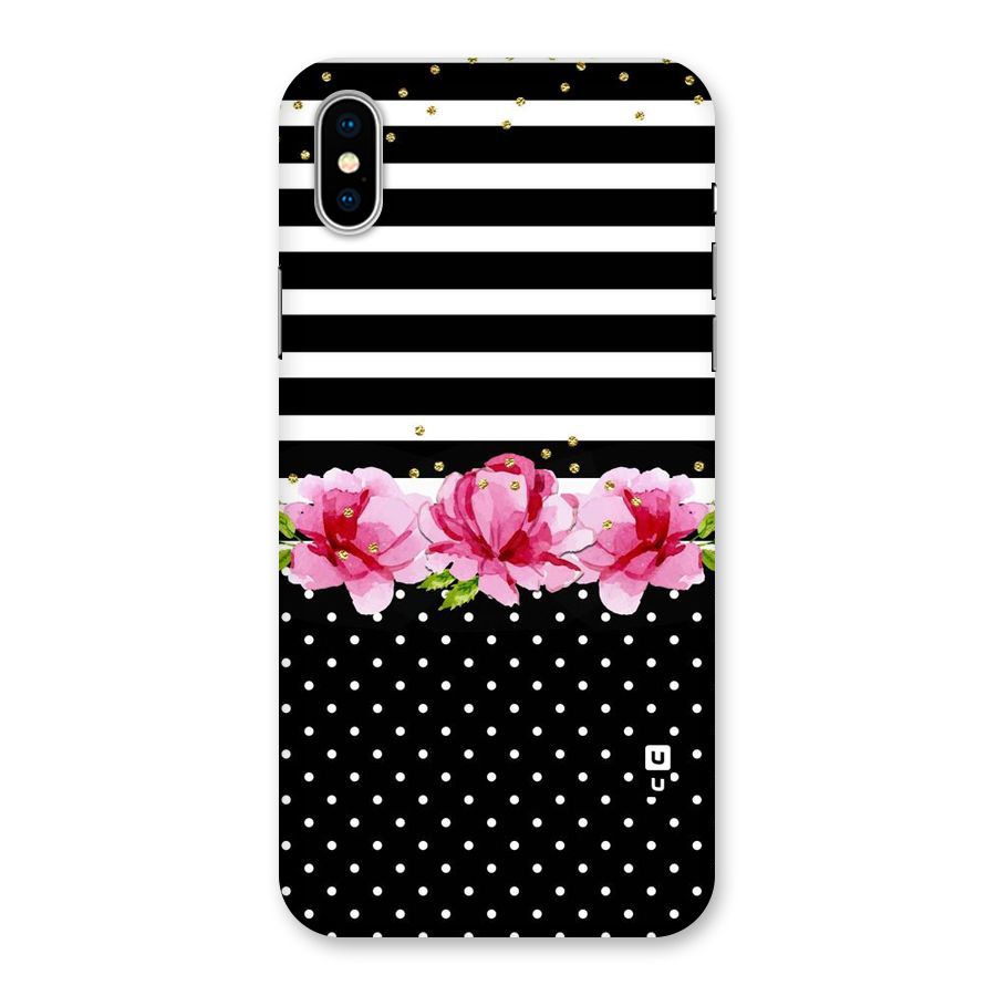 Polka Floral Stripes Back Case for iPhone XS